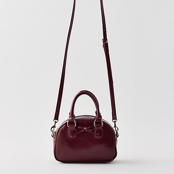 Urban Outfitters Bow Bowler Bag in Burgundy - Picture 1 of 5
